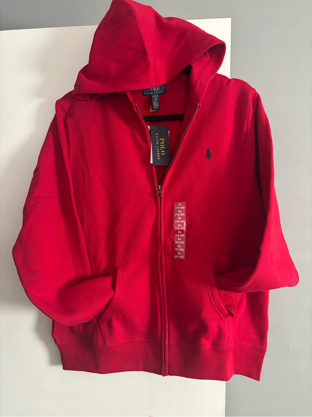 Polo by Ralph Lauren Red Zip-Up Hoodie with Embroidered Pony